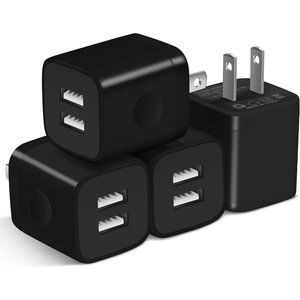 4-Pack 2.1A Dual Port USB Power Adapter Block Cube for Phone 8/7/6 Plus/X